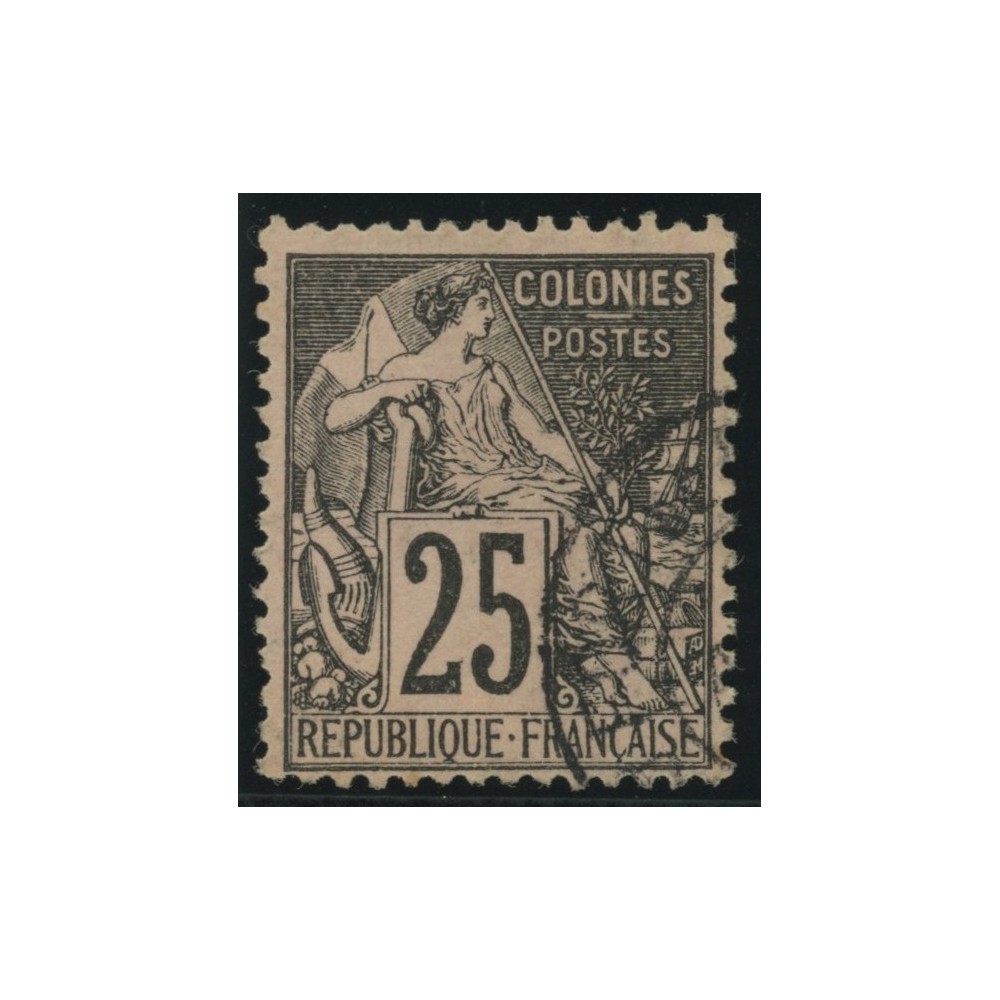 Alphée Dubois YT 54 - 25 c. noir s. rose - Oblitere cote 4,5 euro