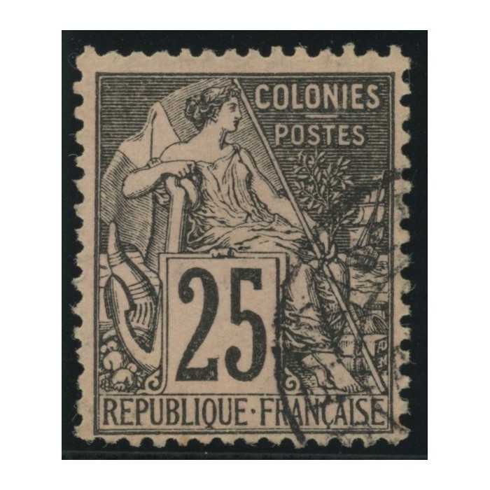 Alphée Dubois YT 54 - 25 c. noir s. rose - Oblitere cote 4,5 euro