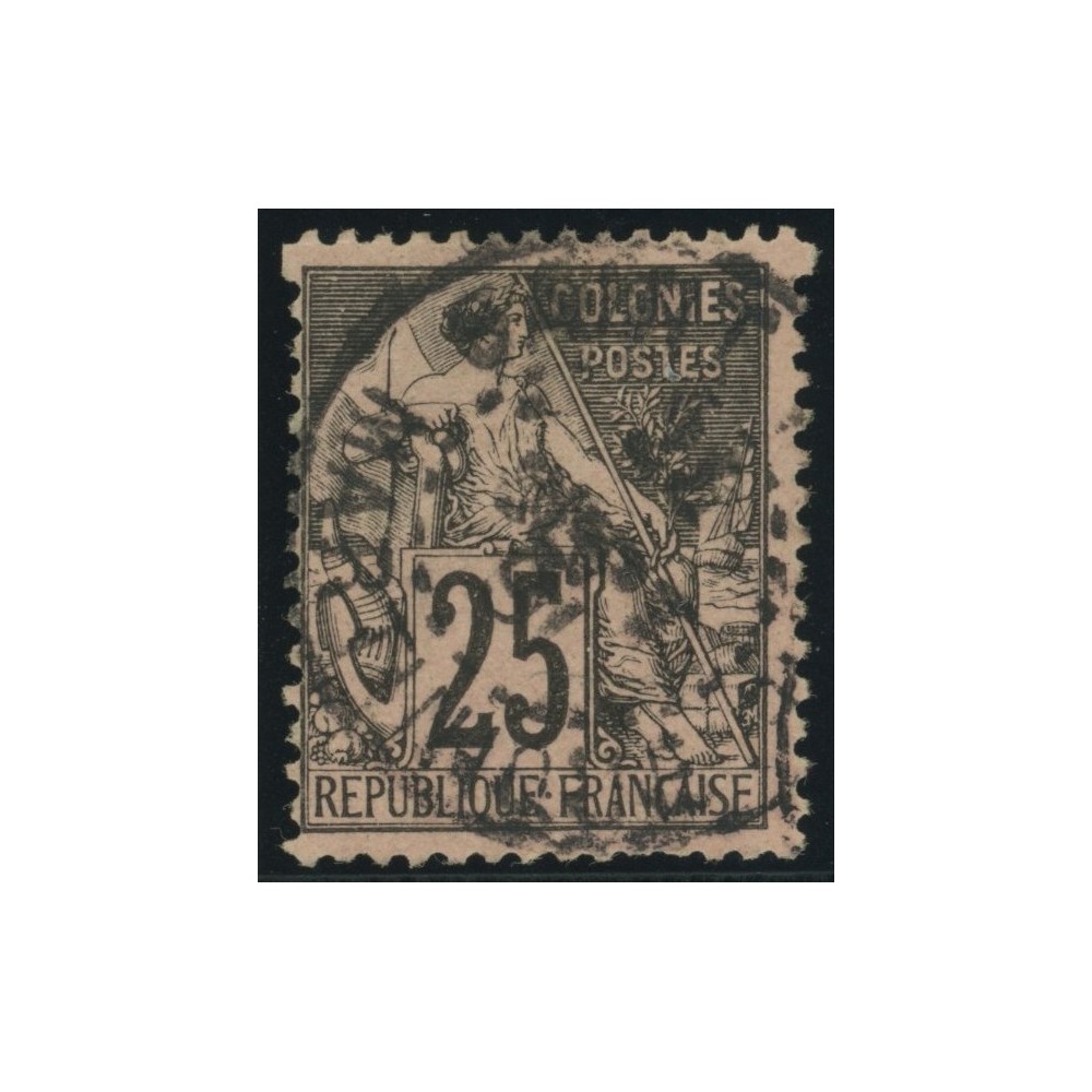 Alphée Dubois YT 54 - 25 c. noir s. rose - Oblitere cote 4,5 euro