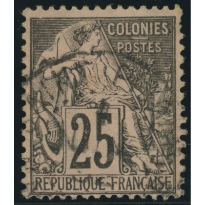 Alphée Dubois YT 54 - 25 c. noir s. rose - Oblitere cote 4,5 euro