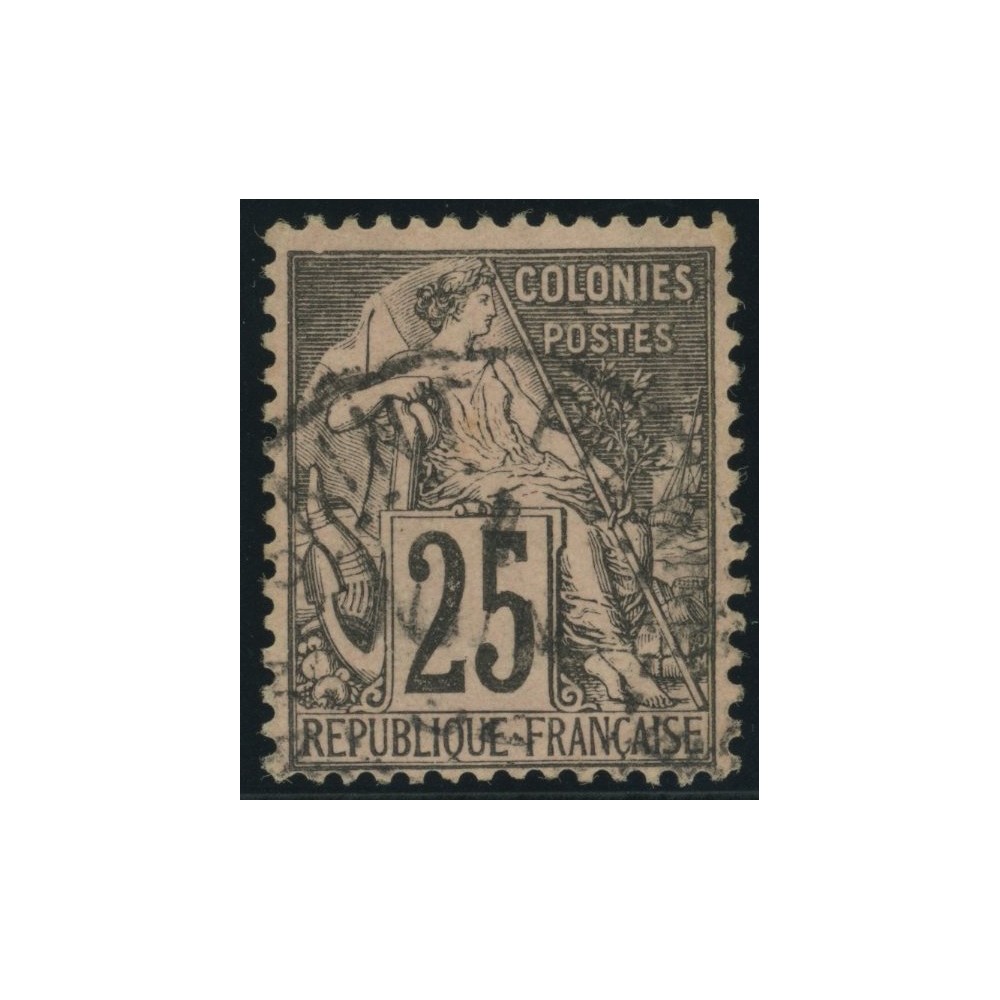 Alphée Dubois YT 54 - 25 c. noir s. rose - Oblitere cote 4,5 euro