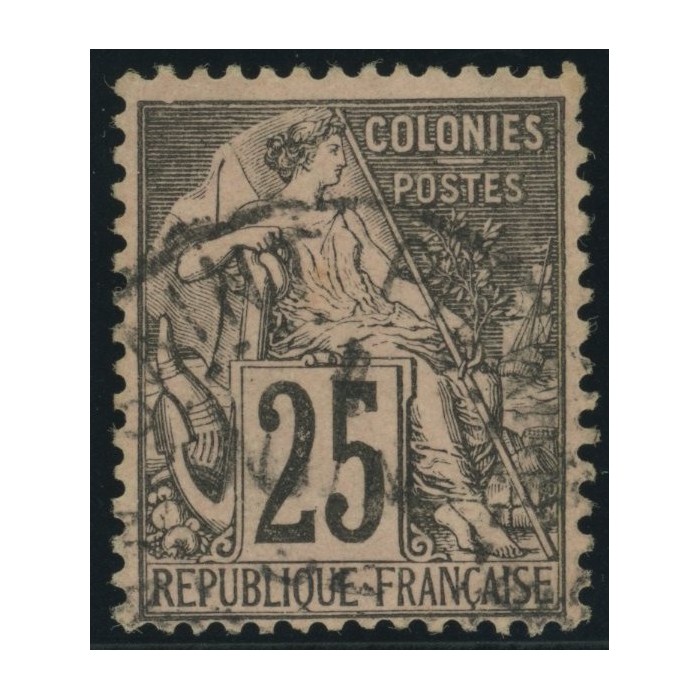 Alphée Dubois YT 54 - 25 c. noir s. rose - Oblitere cote 4,5 euro