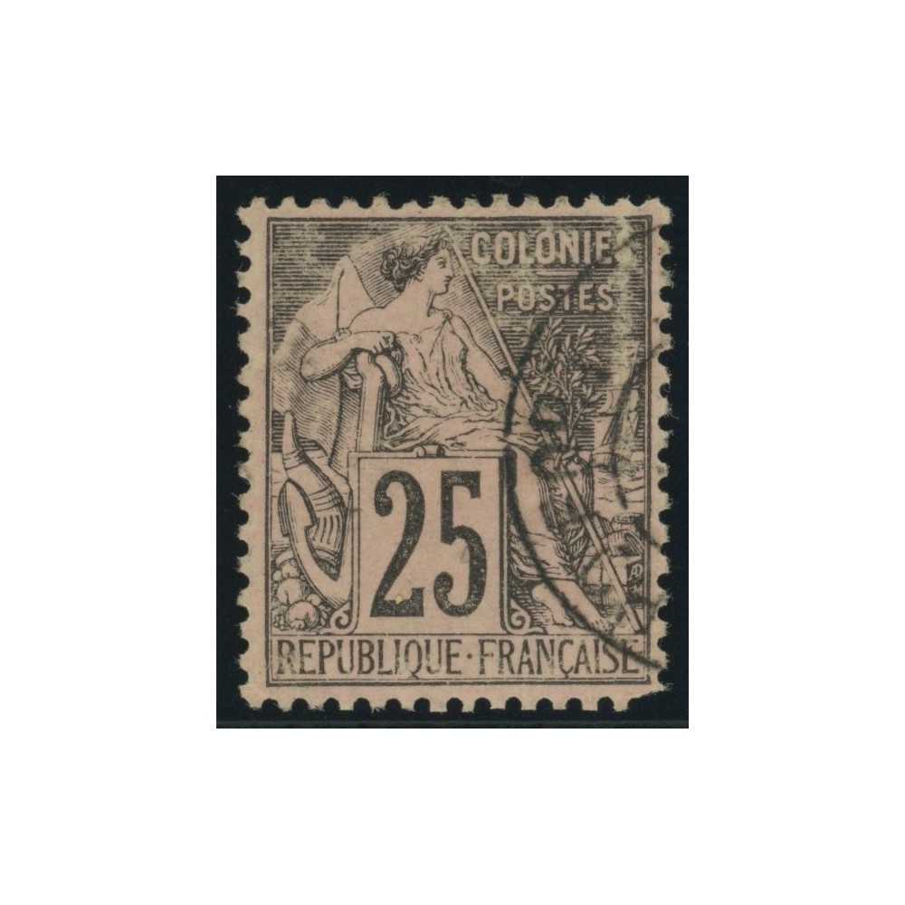 Alphée Dubois YT 54 - 25 c. noir s. rose - Oblitere cote 4,5 euro