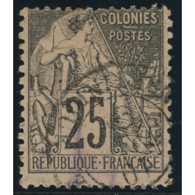 Alphée Dubois YT 54 - 25 c. noir s. rose - Oblitere cote 4,5 euro