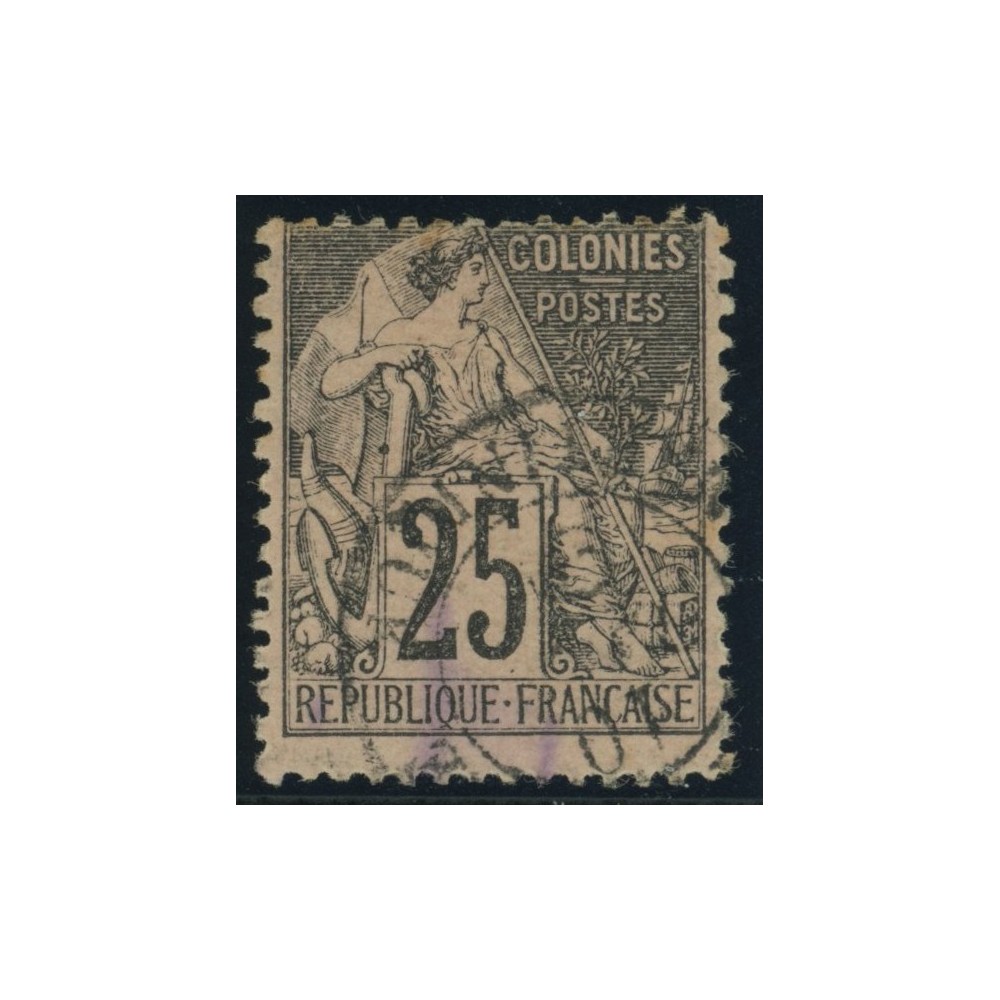Alphée Dubois YT 54 - 25 c. noir s. rose - Oblitere cote 4,5 euro
