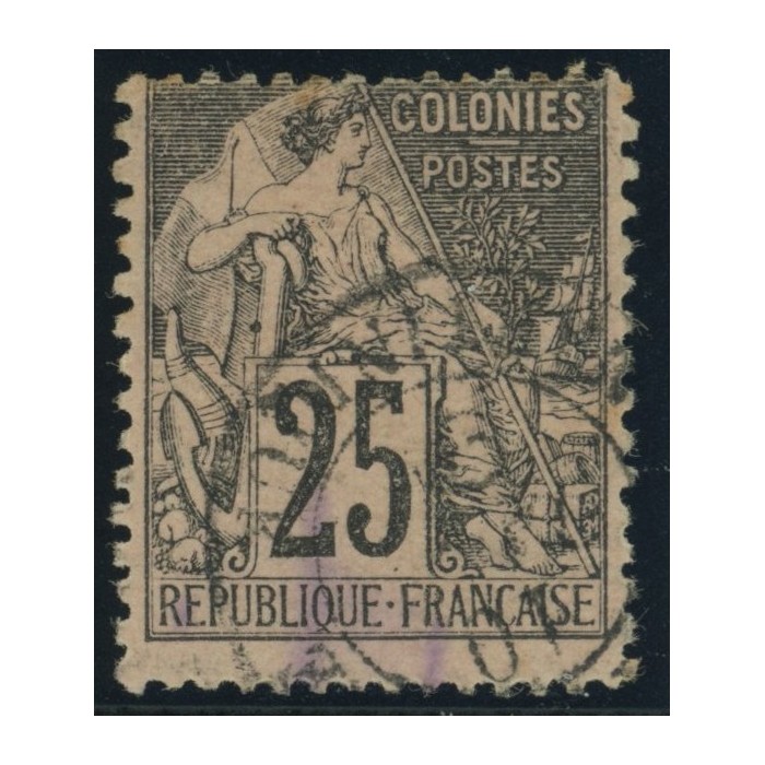 Alphée Dubois YT 54 - 25 c. noir s. rose - Oblitere cote 4,5 euro