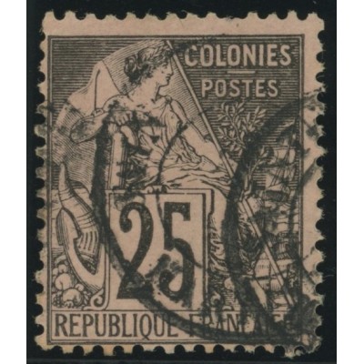 Alphée Dubois YT 54 - 25 c. noir s. rose - Oblitere cote 4,5 euro