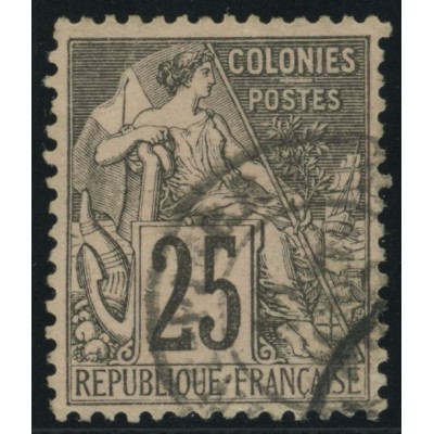 Alphée Dubois YT 54 - 25 c. noir s. rose - Oblitere cote 4,5 euro