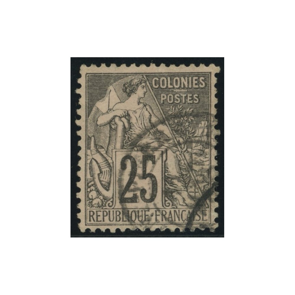 Alphée Dubois YT 54 - 25 c. noir s. rose - Oblitere cote 4,5 euro