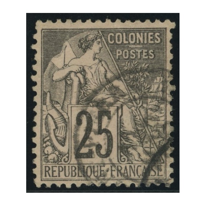 Alphée Dubois YT 54 - 25 c. noir s. rose - Oblitere cote 4,5 euro