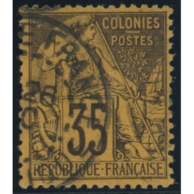 Alphée Dubois YT 56 - 35 c. violet-noir s. orange - Oblitere cote 42 euro