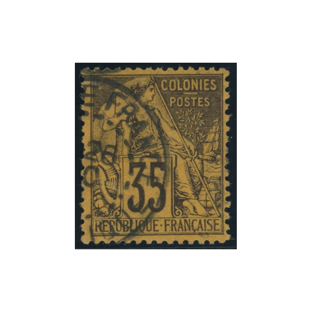 Alphée Dubois YT 56 - 35 c. violet-noir s. orange - Oblitere cote 42 euro