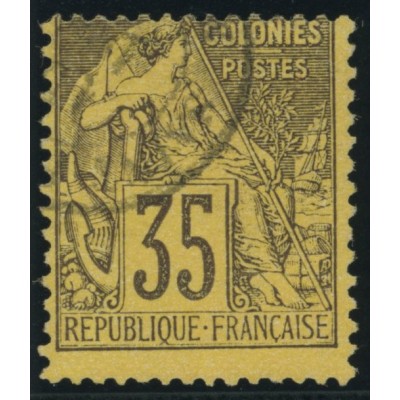 Alphée Dubois YT 56 - 35 c. violet-noir s. orange - Oblitere cote 42 euro