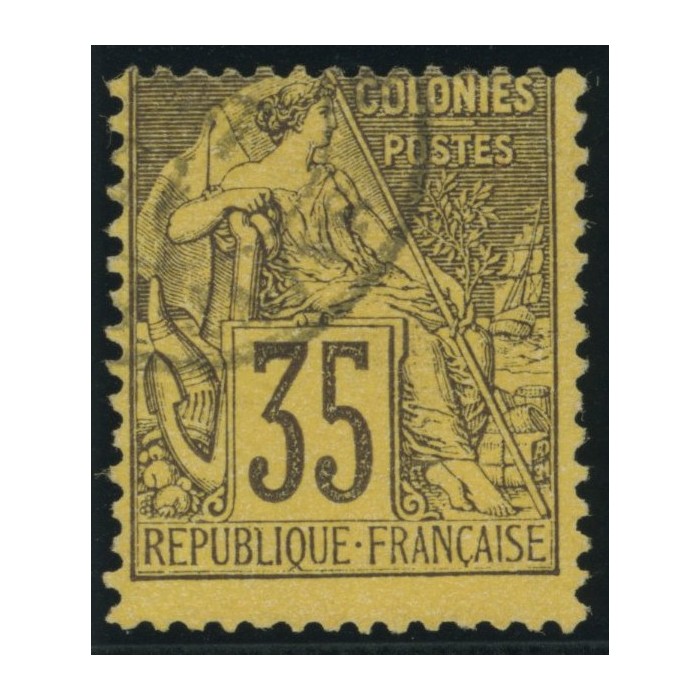 Alphée Dubois YT 56 - 35 c. violet-noir s. orange - Oblitere cote 42 euro