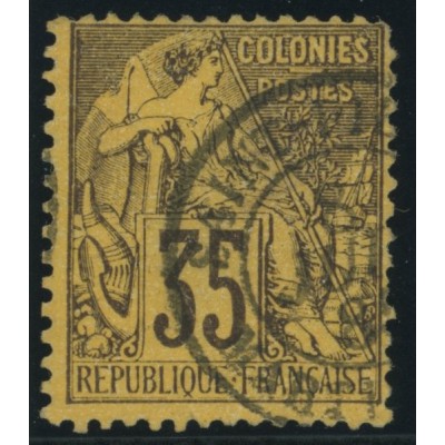 Alphée Dubois YT 56 - 35 c. violet-noir s. orange - Oblitere cote 42 euro