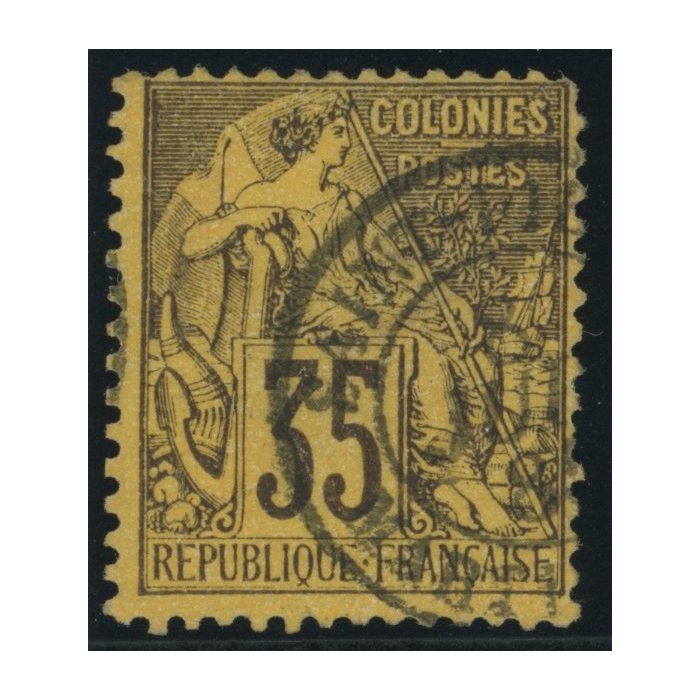 Alphée Dubois YT 56 - 35 c. violet-noir s. orange - Oblitere cote 42 euro