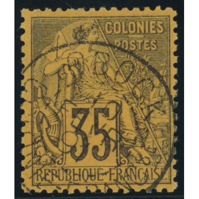 Alphée Dubois YT 56 - 35 c. violet-noir s. orange - Oblitere cote 42 euro