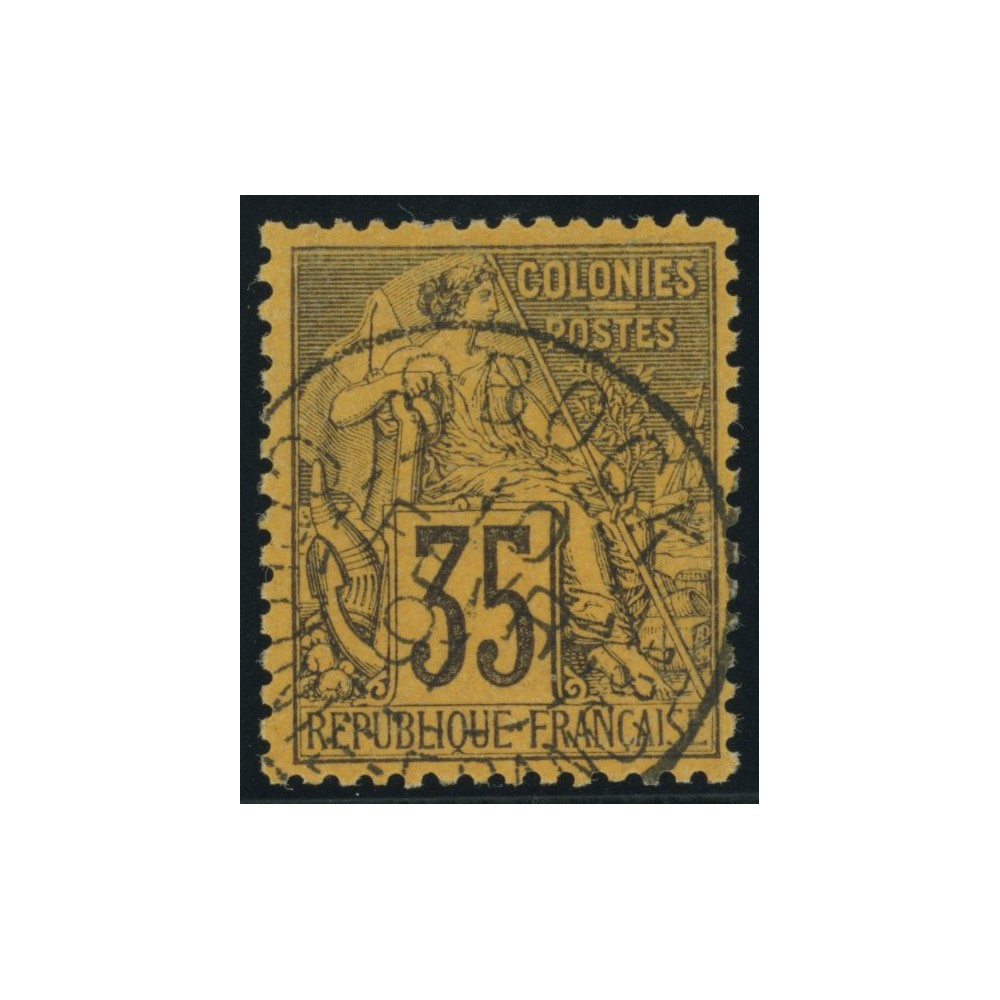 Alphée Dubois YT 56 - 35 c. violet-noir s. orange - Oblitere cote 42 euro