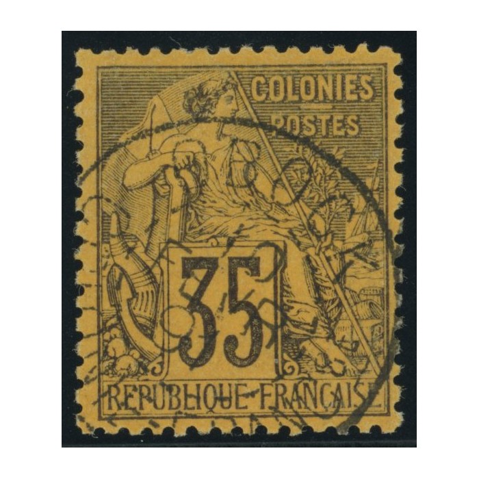 Alphée Dubois YT 56 - 35 c. violet-noir s. orange - Oblitere cote 42 euro