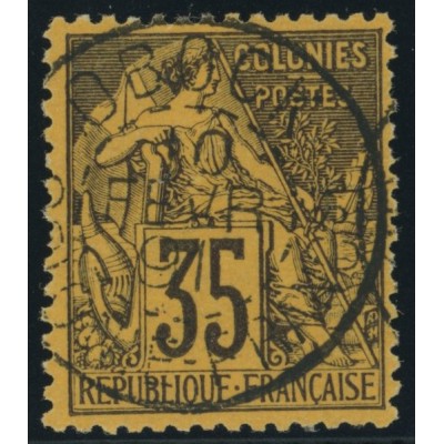 Alphée Dubois YT 56 - 35 c. violet-noir s. orange - Oblitere cote 42 euro