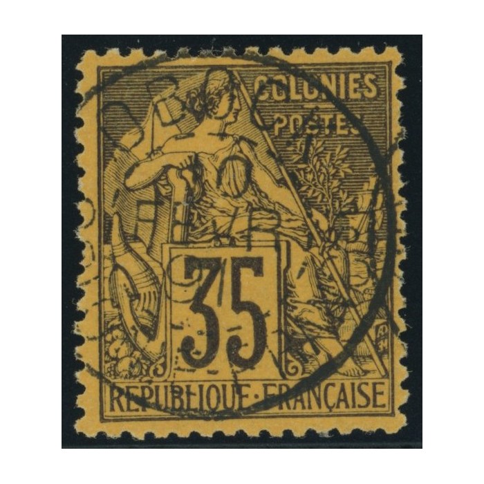 Alphée Dubois YT 56 - 35 c. violet-noir s. orange - Oblitere cote 42 euro