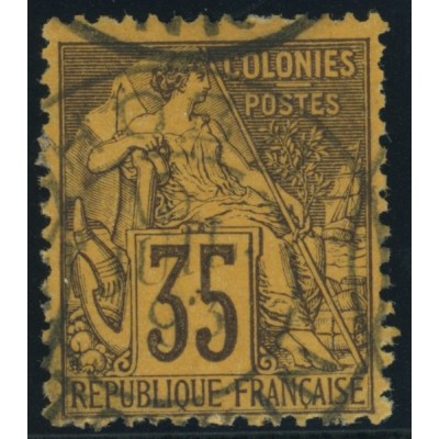 Alphée Dubois YT 56 - 35 c. violet-noir s. orange - Oblitere cote 42 euro