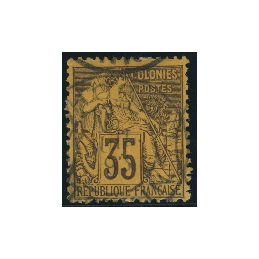 Alphée Dubois YT 56 - 35 c. violet-noir s. orange - Oblitere cote 42 euro