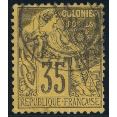 Alphée Dubois YT 56 - 35 c. violet-noir s. orange - Oblitere cote 42 euro