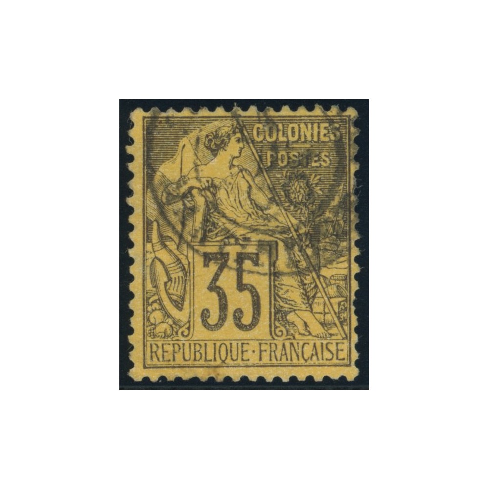 Alphée Dubois YT 56 - 35 c. violet-noir s. orange - Oblitere cote 42 euro