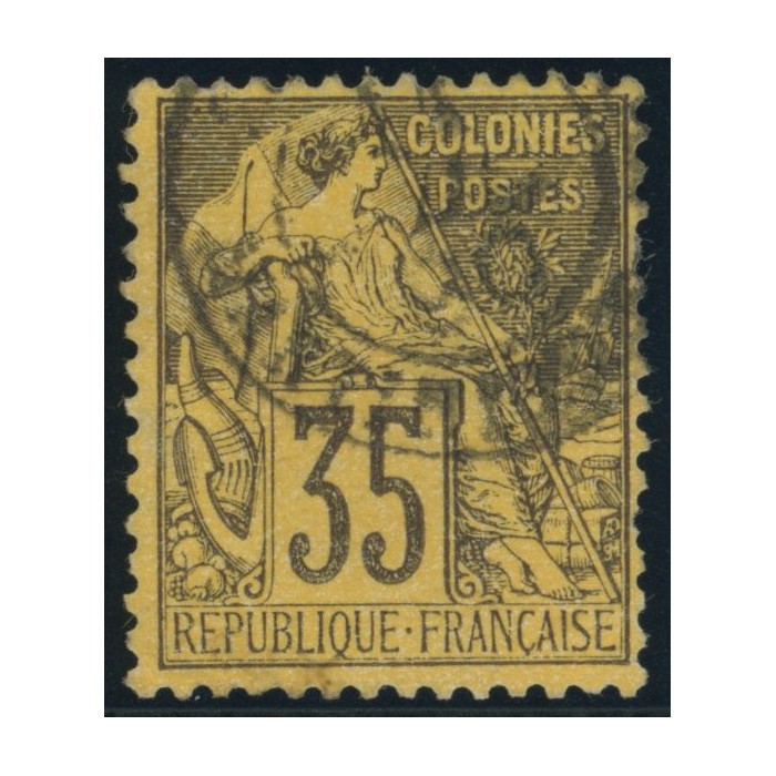 Alphée Dubois YT 56 - 35 c. violet-noir s. orange - Oblitere cote 42 euro