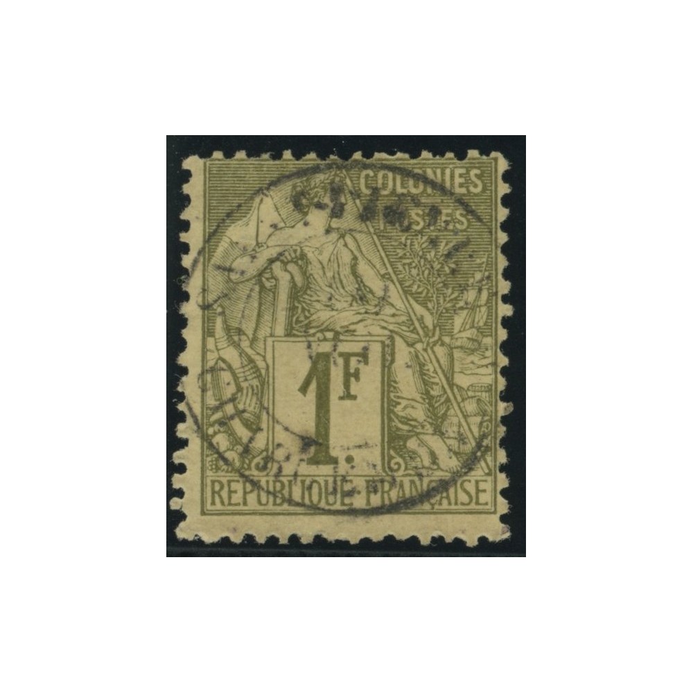 Alphée Dubois YT 59 - 1 f. olive - Oblitere cote 60 euro