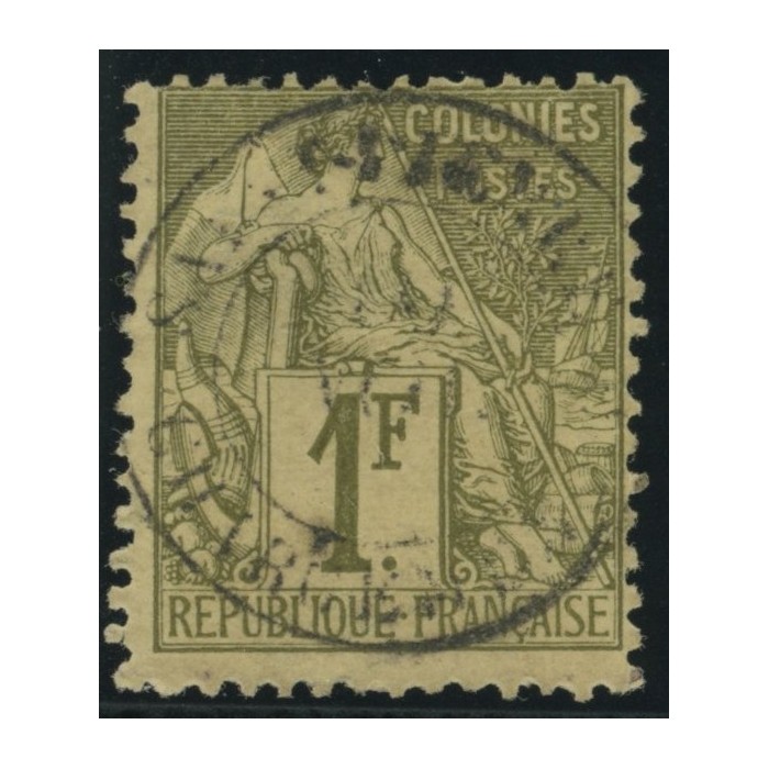 Alphée Dubois YT 59 - 1 f. olive - Oblitere cote 60 euro