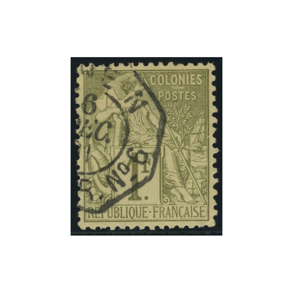 Alphée Dubois YT 59 - 1 f. olive - Oblitere cote 60 euro