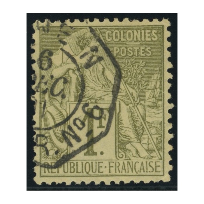 Alphée Dubois YT 59 - 1 f. olive - Oblitere cote 60 euro