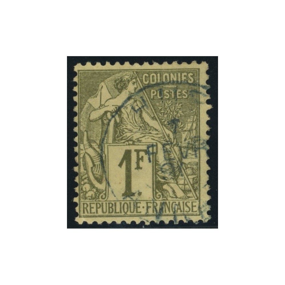 Alphée Dubois YT 59 - 1 f. olive - Oblitere cote 60 euro