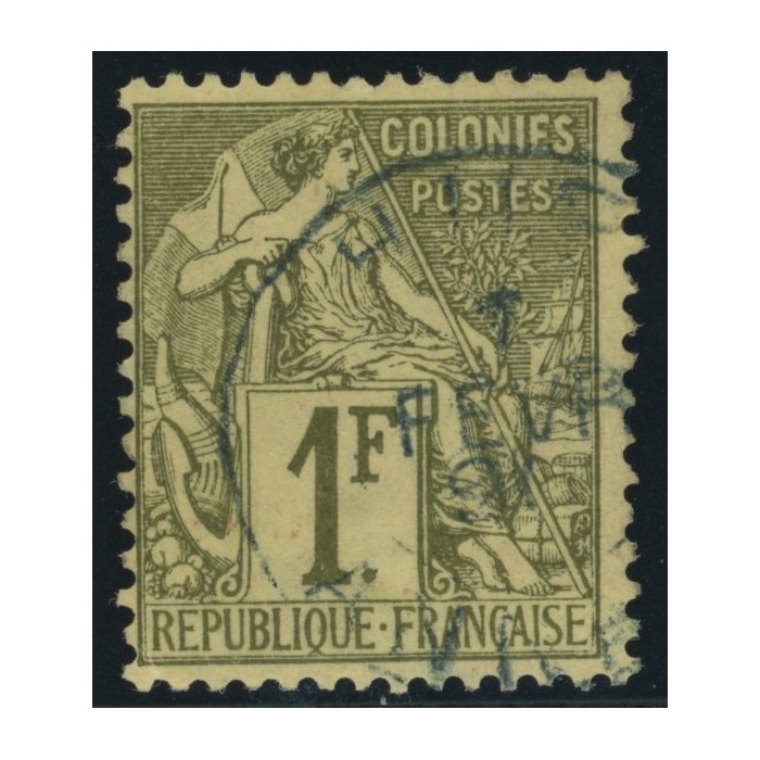 Alphée Dubois YT 59 - 1 f. olive - Oblitere cote 60 euro