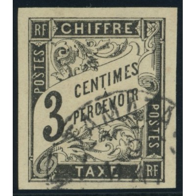 Taxe YT 3 - 3 c. noir - Oblitere cote 5,5 euro