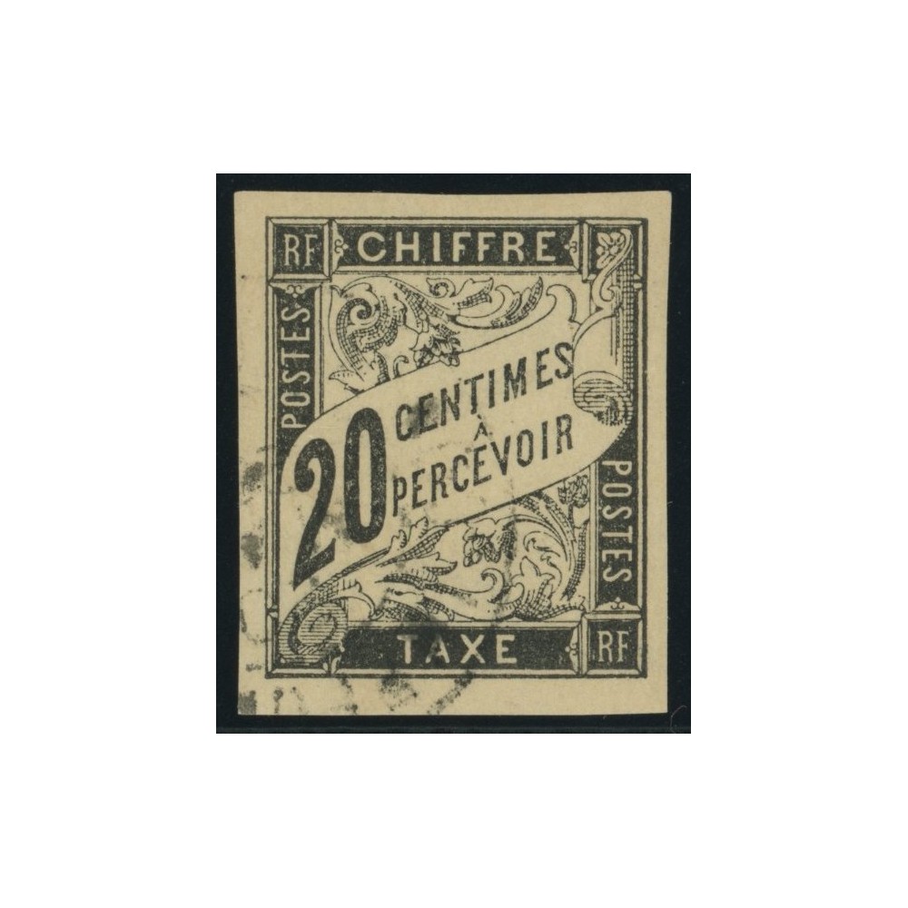 Taxe YT 8 - 20 c. noir - Oblitere cote 14 euro