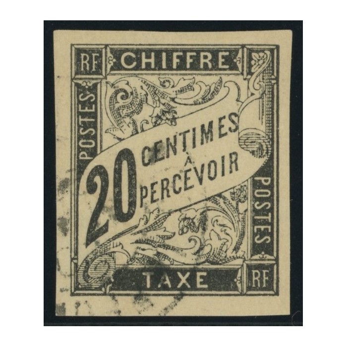 Taxe YT 8 - 20 c. noir - Oblitere cote 14 euro