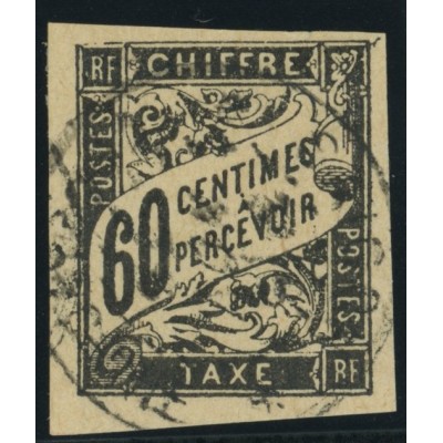 Taxe YT 11 - 60 c. noir - Oblitere cote 25 euro