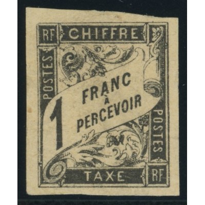Taxe YT 12 - 1 f. noir - Neuf x cote 420 euro