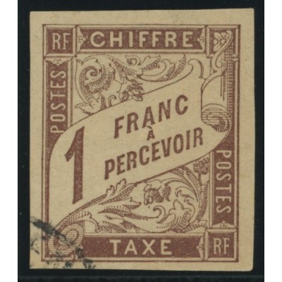 Taxe YT 15 - 1 f. marron - Oblitere cote 45 euro