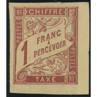 Taxe YT 25 - 1 f. rose s. paille - Neuf x cote 42 euro