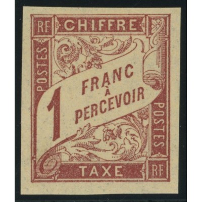 Taxe YT 25 - 1 f. rose s. paille - Neuf x cote 42 euro