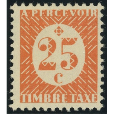 Taxe YT 29 - 25 c. jaune-orange - Neuf x cote 0,75 euro