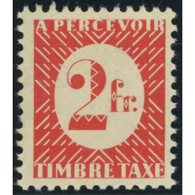 Taxe YT 33 - 2 f. rouge - Neuf x cote 1,25 euro