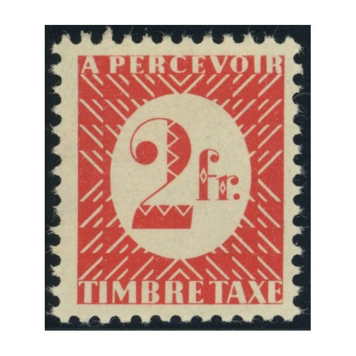 Taxe YT 33 - 2 f. rouge - Neuf x cote 1,25 euro