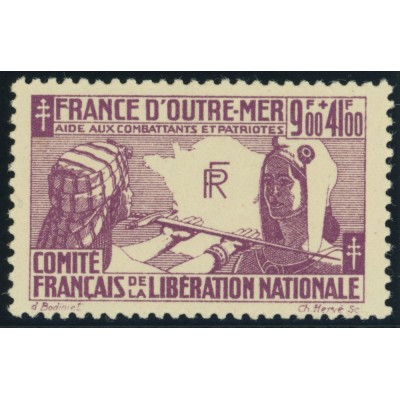 France Libre YT 5 - 9 f. + 41 f. lilas - Neuf xx cote 4 euro