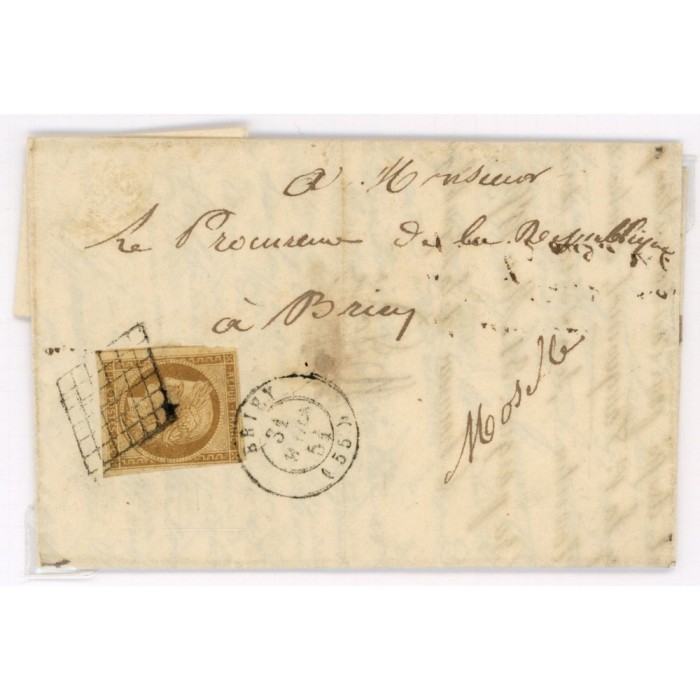1 Oblitéré Grille  du 1851 - Depart Briey (55) - Cote 775 Euros