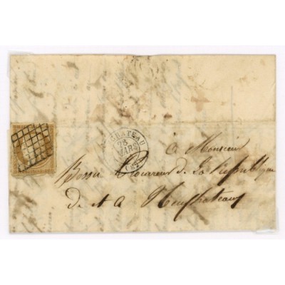 1 Oblitéré Grille du 28/03/1851 - Depart Neufchateau (82) - Cote 775 Euros